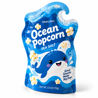 Pochette à collation découpée sur mesure avec trou de suspension et encoche de déchirement pour bonbons, gommes, pop-corn, marque privée