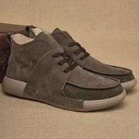 Bottes montantes rétro pour hommes en cuir véritable de haute qualité avec semelle souple en caoutchouc et lacets