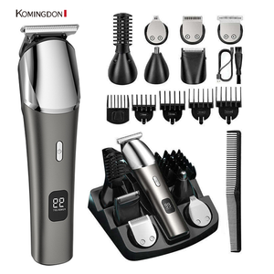 Tondeuse Électrique Sans Fil 6-en-1 Komingdon en Acier Inoxydable – <span class=keywords><strong>Kit</strong></span> de Toilettage Visage, <span class=keywords><strong>Moustache</strong></span>, Corps, Oreilles, Nez – Étanche IPX6 pour Barbier - Product Image 1