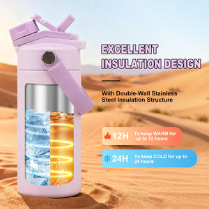 Botella de Agua Aislada de 14 oz con Logotipo Personalizado para Niños, con Tapa de Paja, Frasco de Vacío de Acero Inoxidable para Niños en Edad Escolar, Regalo, Libre de BPA - Product Image 3