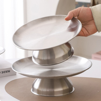Groothandel Home Decor Roestvrij Staal Zilver Goud Ronde Snack Dessert Hoge Voet Voetstuk Fruit Serveerschaal