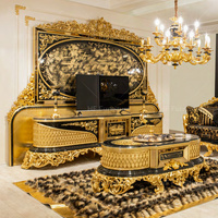 Ensemble de meubles de luxe pour salon, canapés en bois doré, meubles de salon de Dubaï, ensemble de canapés royaux