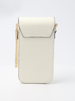 Sac bandoulière vertical en PU effet croco avec fermoir torsadé doré et chaîne, mini pochette à rabat pour téléphone portable pour femme, logo personnalisé