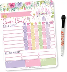 Princess Kids Chore Chart Magnetic Custom Print Dry Erase board tabella dei premi del sistema di comportamento