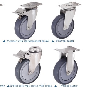 Roue pivotante en TPR de 100 mm avec plaque de montage en acier inoxydable, roulement simple pour chariot, machine agricole - Product Image 2