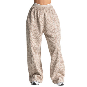 <span class=keywords><strong>Pantaloni</strong></span> da donna a gamba larga <span class=keywords><strong>con</strong></span> stampa leopardata, <span class=keywords><strong>vita</strong></span> elasticizzata, profili bianchi a contrasto, <span class=keywords><strong>pantaloni</strong></span> sportivi casual larghi <span class=keywords><strong>con</strong></span> tasche - Product Image 4