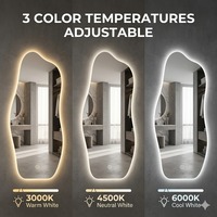 Miroir mural LED irrégulier pour chambre à coucher, miroir nuage rétroéclairé pleine longueur, miroir de salon d'hôtel avec éclairage LED