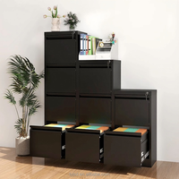 Archivador Vertical de Acero con 4 Cajones, Mueble de Oficina con Cerradura, Gabinete Metálico con Cajones para Oficina