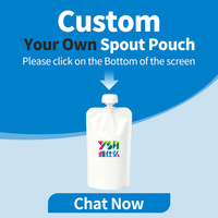 Pochette souple personnalisée YSH en plastique avec bec verseur et capuchon, finition brillante, pour jus et sodas liquides