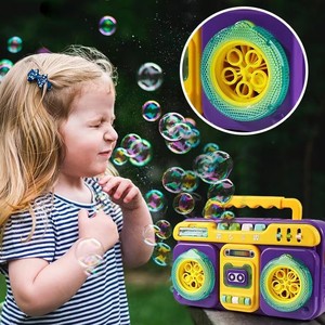 Machine à bulles radio design 10 trous avec lumière et <span class=keywords><strong>musique</strong></span>, jouet à bulles pour enfants, jeu d'extérieur - Product Image 2