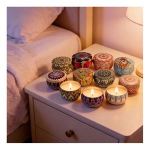 Récipient décoratif en métal vide avec couvercle, blanc mat, pour échantillons, présentoir de marque, programme de merchandising en gros - Product Image 2