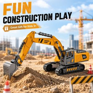 Modèle d'excavatrice sur chenilles en alliage moulé sous pression à l'échelle 1:32, véhicule de construction à friction, équipement lourd, cadeau pour enfants - Product Image 2