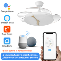Vente chaude Moderne 42 Pouces En Forme De Vague LED Invisible Ventilateur Lumière DC Moteur 110-240V Télécommande Ventilateur De Plafond avec Lampe