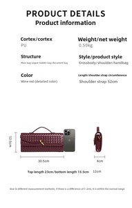 Sac à bandoulière accordéon en cuir tressé fait main pour femme, souple, imperméable, tendance, multi-usage, porté épaule ou croisé, idéal pour les soirées - Product Image 6