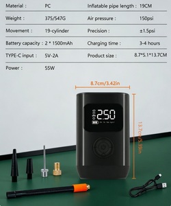 <span class=keywords><strong>Pompe</strong></span> à air numérique pour pneus de voiture, sans fil, portable, rechargeable par USB, avec manomètre - Product Image 6