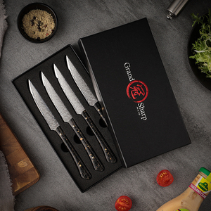 Ensemble <span class=keywords><strong>de</strong></span> 4 <span class=keywords><strong>couteaux</strong></span> à steak en acier Damas 10Cr15CoMov, couteau à steak pour restaurant, <span class=keywords><strong>table</strong></span> à manger, cuisine, découpe <span class=keywords><strong>de</strong></span> bœuf - Product Image 6