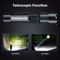 Lampe torche LED portable d'extérieur, petite, 100 000 lumens, étanche, rechargeable, pour la sécurité