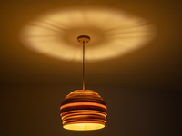 Suspension E27 en bois antique faite à la main abat-jour en placage de conception moderne petites tailles pour lustres de chambre à coucher