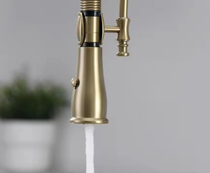 <span class=keywords><strong>Robinet</strong></span> de cuisine rétro YF 2026 en laiton brossé doré, avec douchette extractible, eau chaude et froide, pour salle de bain - Product Image 4