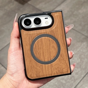 Étuis de téléphone portable en cuir PU à grain de bois personnalisé pour iPhone Duo, ultra fins, antichoc, protection rigide - Product Image 1