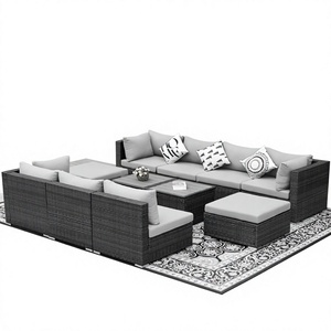 Luxury Garden Patio Furniture Set Outdoor Wicker Rattan Sectional Sofa With Tempered Glass Top Coffee Table Wholesale - Product Image 1