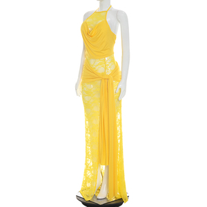 Vestido de Fiesta Viviblook D26DS201 para Mujer, Sexy, Sin Mangas, Color Sólido, con Encaje, Cuello Halter, Transparente - Product Image 4
