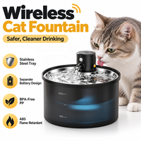 Fontaine à eau pour animaux de compagnie 3200 ml, distributeur automatique sans fil pour chat et chien, capteur de mouvement, pompe silencieuse 20 dB, plateau en acier inoxydable, sans BPA