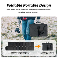 Panneau solaire monocristallin compact KUCHER 200W - 12V/24V, efficacité de 22%, 36 cellules, design pliable portable pour le camping et l'utilisation en extérieur