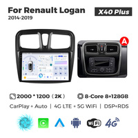 MEKEDE X40 8+128G Autoradio multimédia pour voiture, Car-play, audio 2000*1200, 4G WIFI DSP RDS AM FM GPS pour Renault Logan 2014-2019