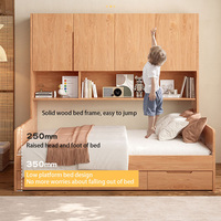 Tatami en bois massif lit enfant armoire de lit nordique combinaison intégrée moderne simple chêne 1.2m rangement lit en bois