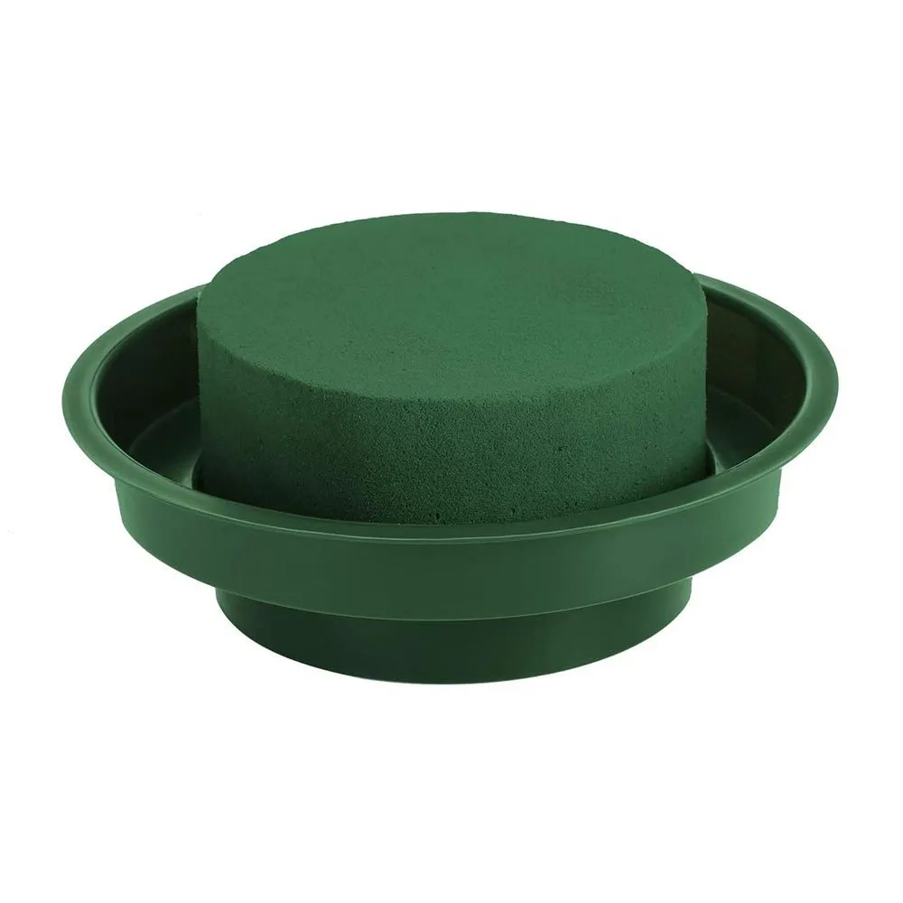 Lorenda High-end DIZ012 Cylindrical Green Wet Flower Mud Evergreen Round Floral Foam with Base Bowl