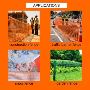 Clôture de sécurité en maille plastique HDPE <span class=keywords><strong>orange</strong></span>, longueur 50 m, écologique, imperméable, facile à assembler, clôture d'avertissement extérieure pour - Product Image 4