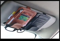 PU Kulit Auto Visor Tas Penyimpanan Mobil Sunvisor Dompet Kartu Tas Tagihan Pena Kacamata Bingkai Pemegang Menyimpan Merapikan Truk Organizer