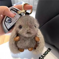 Pendentif en peluche UMOO, petit lapin en fausse fourrure douce et écologique, porte-clés de voiture, poupée en peluche semi-fait main, pendentif de sac