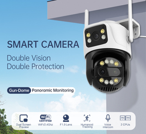 กล้องวงจรปิดไร้สาย ICsee 9MP แบบ PTZ สำหรับภายนอกอาคาร เลนส์คู่ พร้อมระบบติดตามความปลอดภัย กล้องเน็ตเวิร์ก <span class=keywords><strong>IP</strong></span> แบบมินิ 6MP เลนส์คู่ รองรับ WiFi - Product Image 4