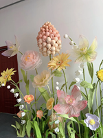 Bunga Organza Raksasa Kustomisasi Kelas Atas, Bunga Buatan Besar Tinggi 200cm untuk Desain Floral Pernikahan, Rencana Acara Luar Ruangan