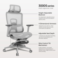 Chaise de bureau ergonomique AODA avec repose-pieds, dossier haut, accoudoirs 4D et soutien lombaire, en maille, inclinable