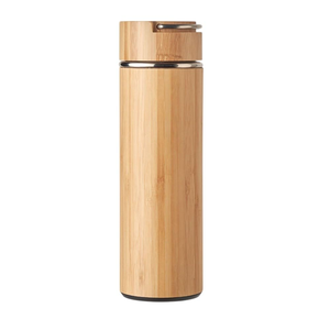 Custom Laser Logo 18OZ Natural Bamboo Tumbler 18/8 Stainless Steel Vacuum Insulated Bamboo Water Bottle With <b>Infuser</b> - Product Image 1