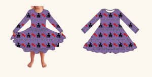 女孩情人节连衣裙学步儿童心长袖连衣裙褶边休闲太阳裙假日旋转服装制造商中国 - Product Image 5