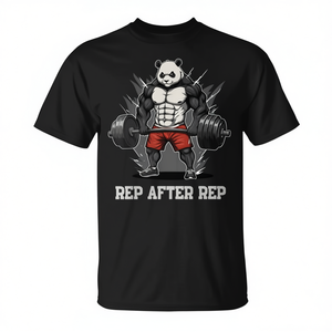 Camiseta de entrenamiento Anime Panda Gym Rep After Rep Design negra para hombre - Product Image 2