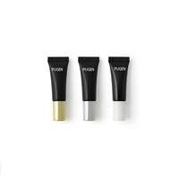 Tube de brillant à lèvres rond noir 5g/5ml avec couvercle doré crème solaire en plastique souple pour masque facial crème solaire articulations sérigraphie