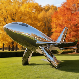 Đánh bóng thép không gỉ đúc 3D máy bay điêu khắc với chủ đề hàng không cho nhà ga sân bay hoặc mô hình lưu niệm - Product Image 5