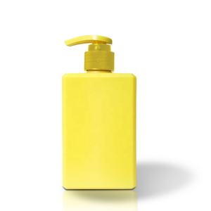 Flacon pompe à lotion jaune <span class=keywords><strong>mat</strong></span>, contenant de shampooing carré oblong, emballage en plastique HDPE, gel, 200 ml, flacon PE, cosmétiques, toucher doux - Product Image 1