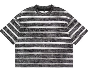 Camiseta Retro a Rayas de Estilo Vintage para Hombre, Corte Holgado, Lavada, de Manga Corta, Estilo Urbano - Product Image 3