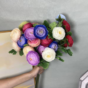 ดอกไม้ประดิษฐ์ 3 หัว ดอกบัวและดอกโบตั๋น สไตล์โมริ หรูหราเบาๆ สำหรับงานแต่งงาน งานรับปริญญา งานอีสเตอร์ ตกแต่งโต๊ะ ผ้าไหม ขายส่ง - Product Image 2