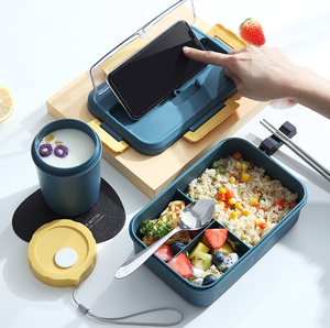 Eco-Friendly Leakproof Microwave oven biodegradable plastic Wheat Straw portable Bento lunch Box and bottle