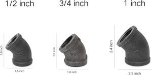 <span class=keywords><strong>Coude</strong></span> à 45 degrés de 1/2 pouce en fonte malléable, style steampunk vintage, pour la décoration de tuyauterie domestique, support d'étagère, meuble, surface sablée - Product Image 3