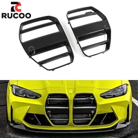 Calandre avant de style ST en fibre de carbone sèche pour BMW G80/G81/M3/G82/G83/M4, avec garniture de cadre, spoiler, séparateur et double calandre de pare-chocs