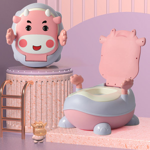 Siège de toilette en forme de vache Lebonni pour tout-petits avec couvercle et poignée, en matériau PP, chaise d'apprentissage de la propreté pour bébé - Product Image 1