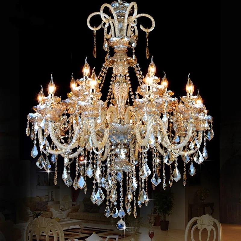 European Wedding Gold Candle Crystal Chandelier Hotel Living Room ...